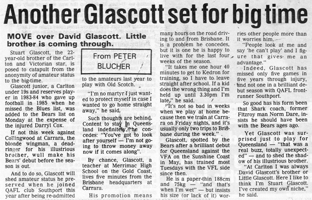 1987 - Another Glascott to hit the limelight (05/08/87).