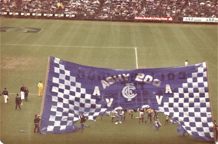 1984 Rnd 15 v Collingwood at VFL Park Waverley
Rod Ashman's 200th game banner
Image: courtesy K. McNair