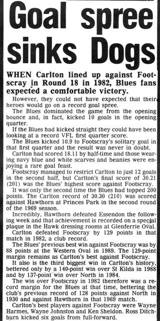 1982 Rd 18 - Blues smash the Bulldogs.