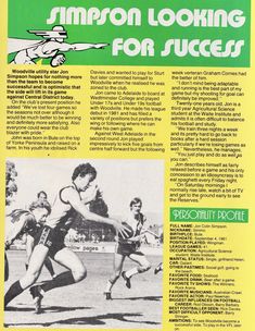 1982 - Carlton Draftee; Woodville's Jon Simpson.