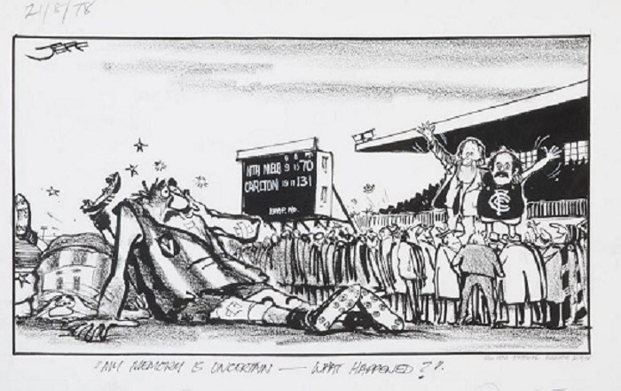 Cartoon By Jeff After Blues Defeated North Melbourne   1978