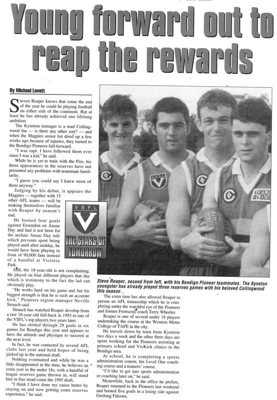 1995 - Future Blues Reserves player Stephen Reaper.