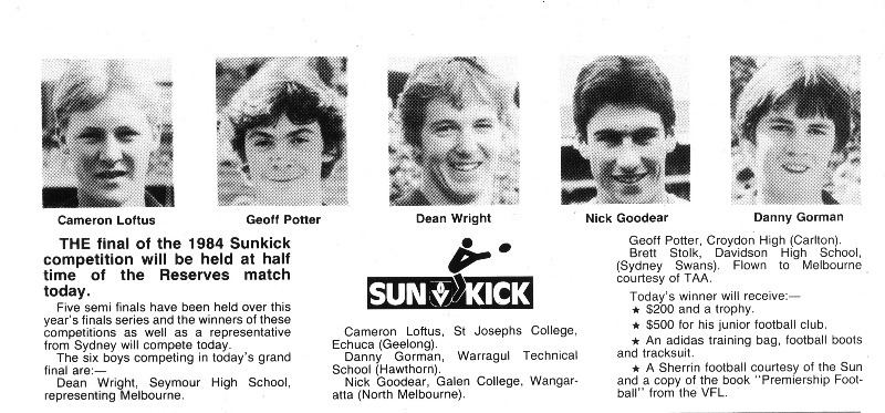 1984 - Future Blues U/19's Player Nick Goodear.