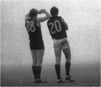 1971 Rnd 21 Fitzroy's Paul Shanahan & Geoff Southby
Fog Match Junction Oval