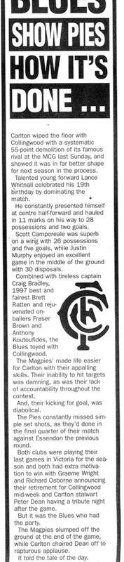 1998 Rd 21 - Match Review Vs Magpies.