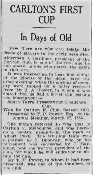 1924 Carltons First Cup
The 1871 Challenge Cup, Herald June 06 p3 1924