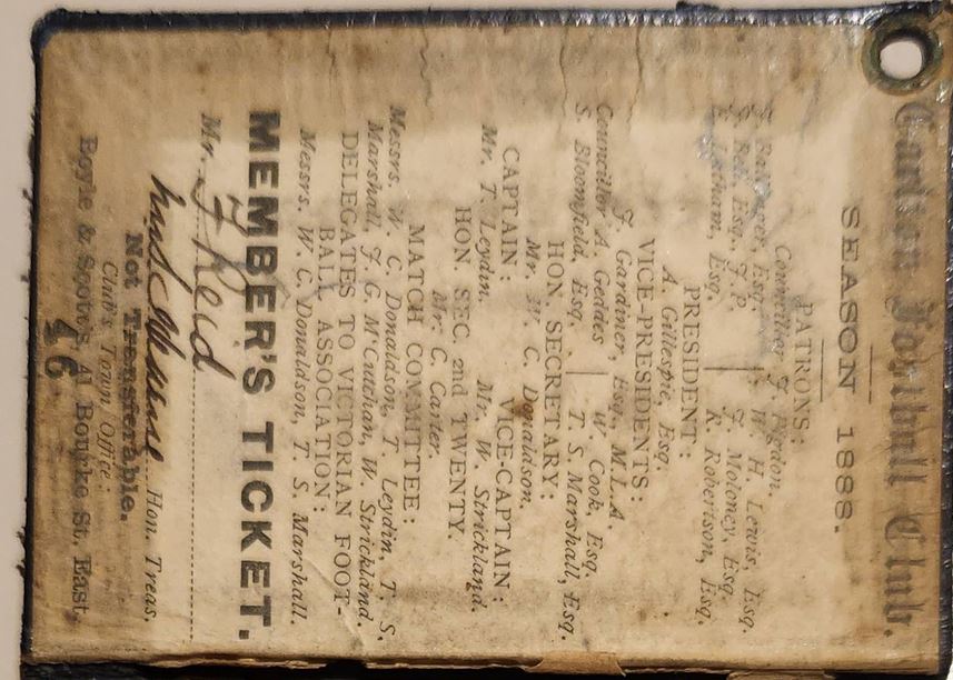 1888 Membership Ticket inside cover
Image; blueseum