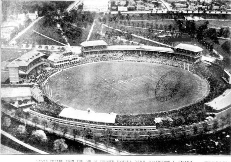 1920 Aerial view of MCG Prelim Final vs Collingwood
Trove; Weekly Times October 02 p35