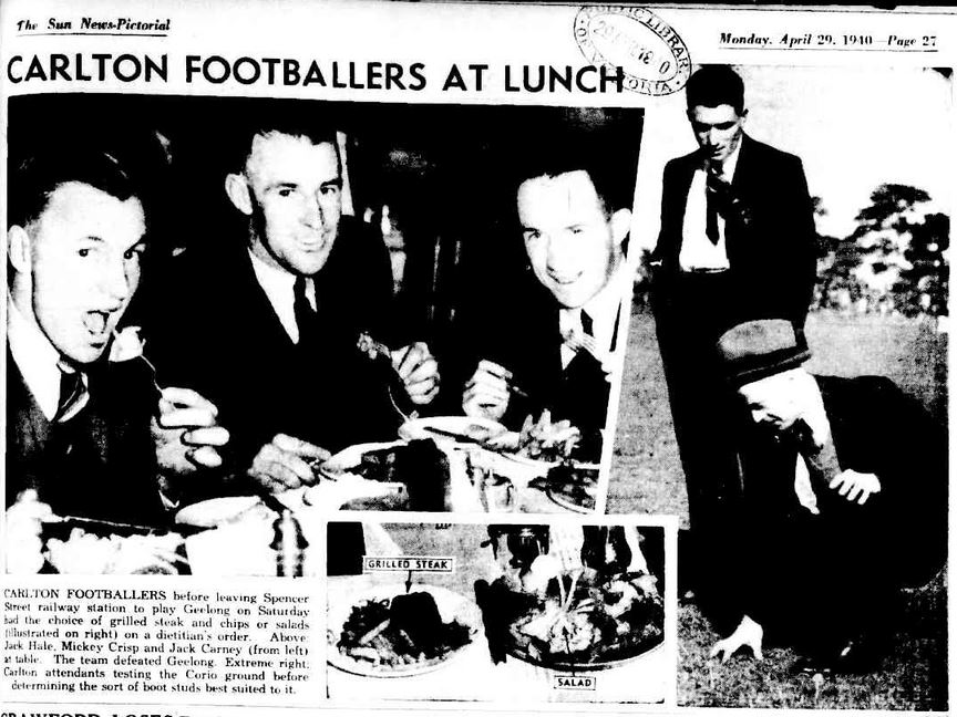 1940 Rnd 1 v Geelong at Corio Oval 
Jack Hale, "Mickey" Crisp, Jack Carney
Bootstudder/ground staff
Trove; The Sun News-Pictorial April 29 p27 