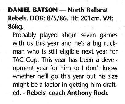 2003 National Draft Bio - Rookie Daniel Batson (Nov 03).