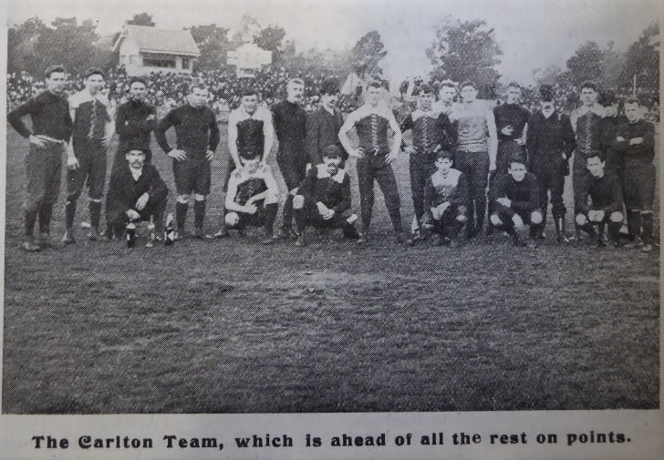 1907 Rnd 16 v Ess P.Pk team photo
Image: SLV, Illustrated Sporting and Dramatic News (Melb) August 29 (p14)