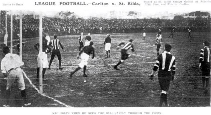 1908 Rnd 10 v St.Kilda at Junction Oval
Trove; Punch July 02 p14 