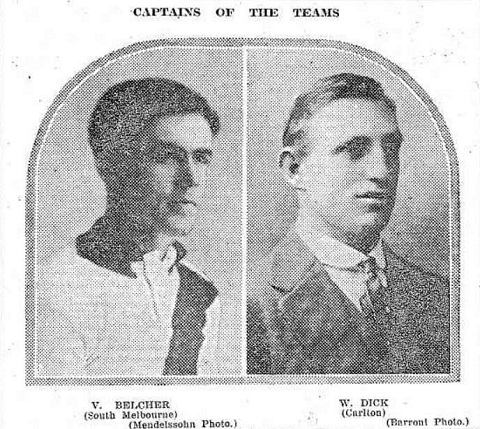 1914 GF   Opposing Captains Belcher (SM) & Dick (Carlton)