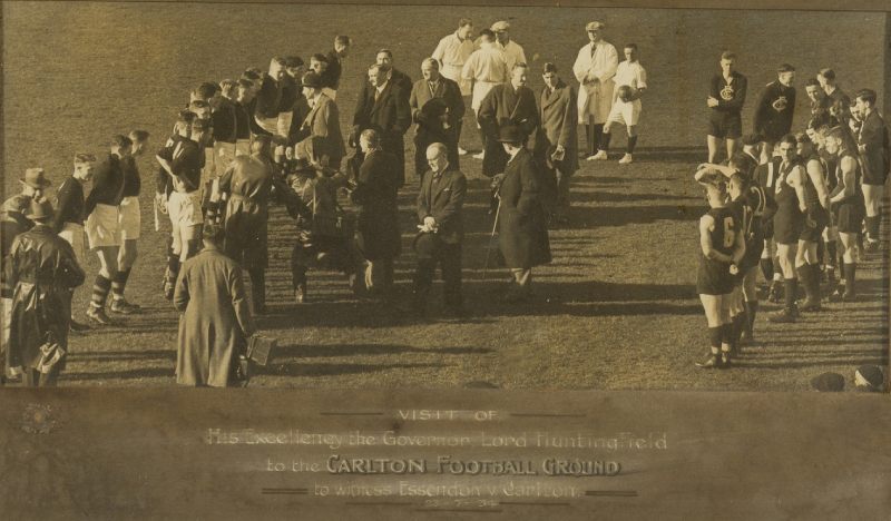 Round 11, 1934, Teams meet with Victorian Governor - Lord Huntingfield