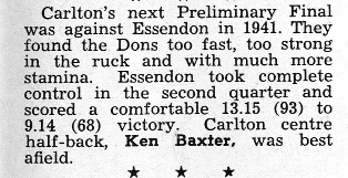 1941 Prelim. Final Vs Essendon.