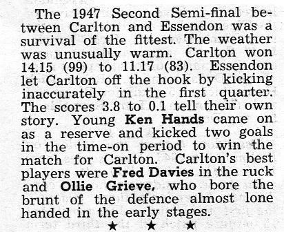 1947 2nd Semi Vs Essendon.