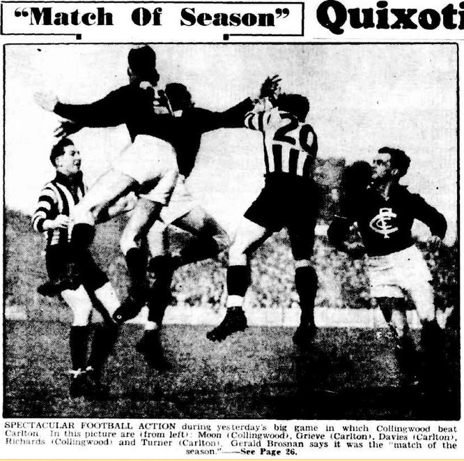 1947 Rnd 9 v Collingwood at Victoria Park
Grieve, Davies, Turner
Trove; The Sun News-Pictorial June 17 p28