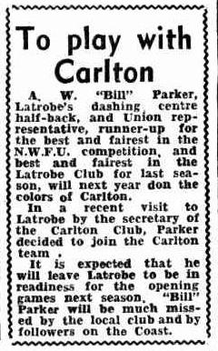 1951 - Parker to play with Blues (30/10/51).