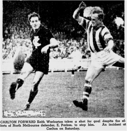 1951 Keith Warburton v North Melbourne Rnd 10
 Age July 02