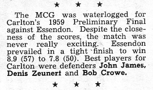 1959 Prelim. Final Vs Essendon.