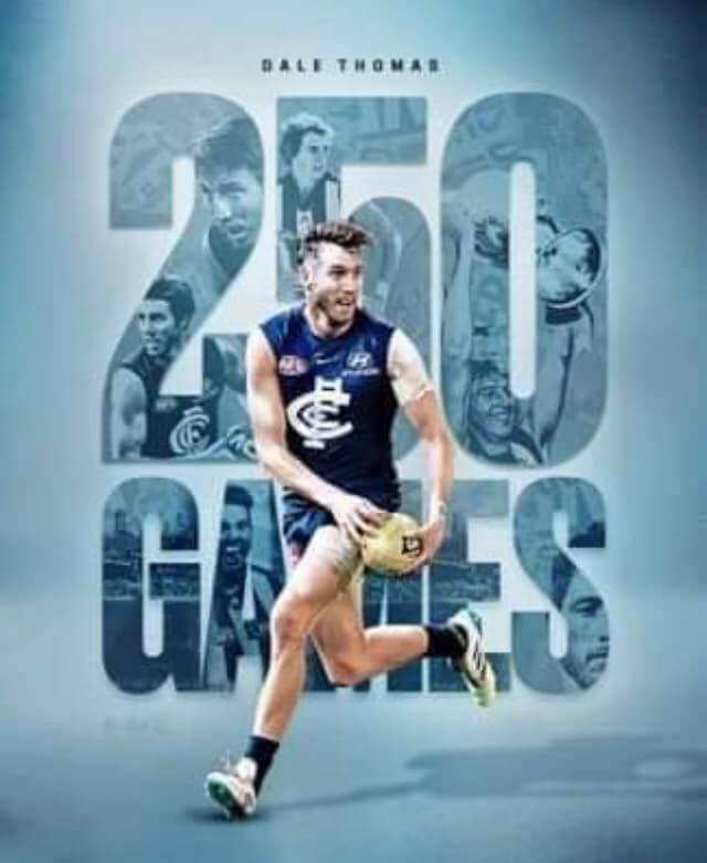 2019 Rd 13 - Dale Thomas's 250th game milestone.