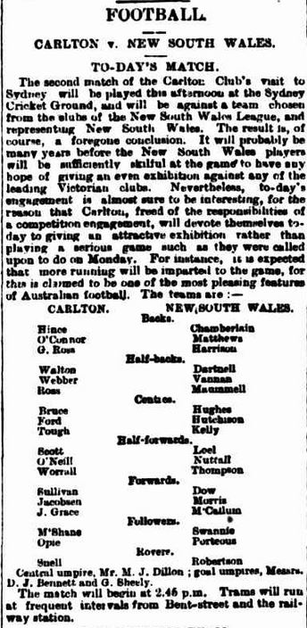 1903 Carlton V NSW Teams  Sydney SMH Aug 05 P10 Capture