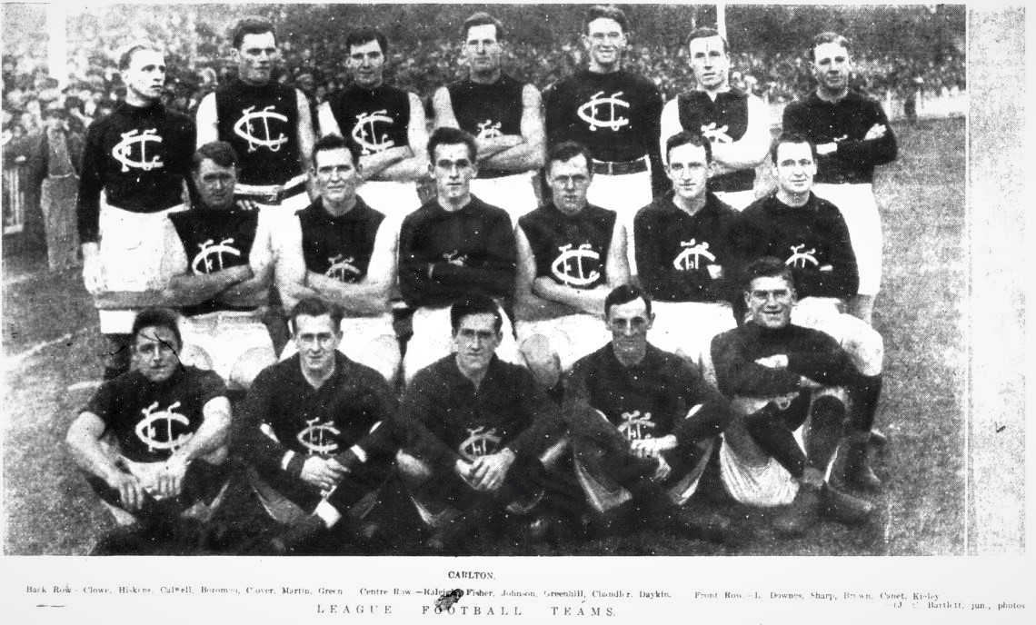 1920 Rnd 3 v Fitzroy at Princes Park
Carlton team with names.
Image: SLV; Leader May 22