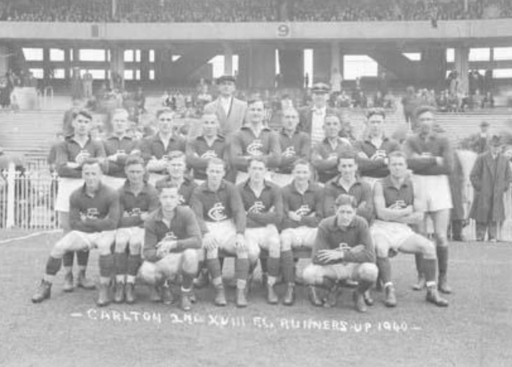 From: https://collection.australiansportsmuseum.org.au/objects/38564/glass-negative-image-of-carlton-football-club-2nd-xviii-1940-runners-up